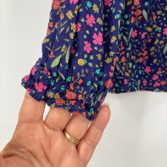 Osh Kosh Bgosh Dark Floral Peasant Cotton Top Girls Size 5 - Picture 3 of 9